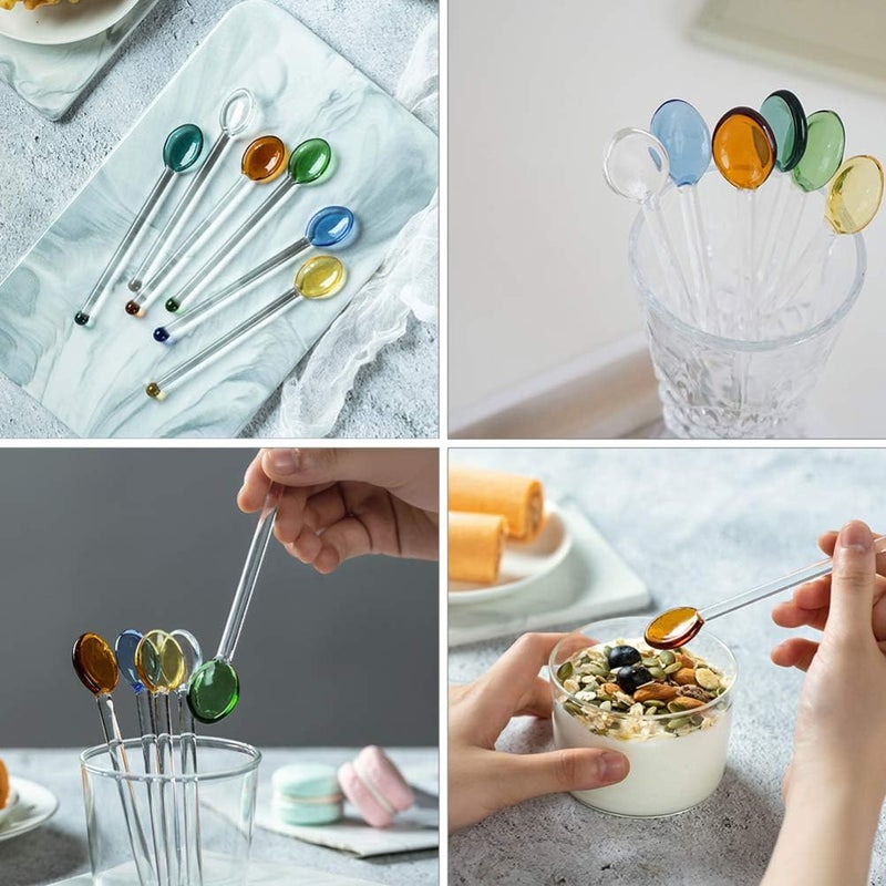 DOITOOL 6Pcs Glass Spoons Coffee Mixing Spoons, Glass Stirring Rod Teaspoons Stirring Spoons for Salt Sugar Tea Coffee Cocktail Cold Ice Cream Drink Party - Image 2